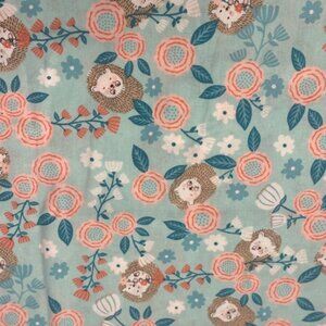 Hedgehogs on pale green quilt apparel home kids fabric one yard piece